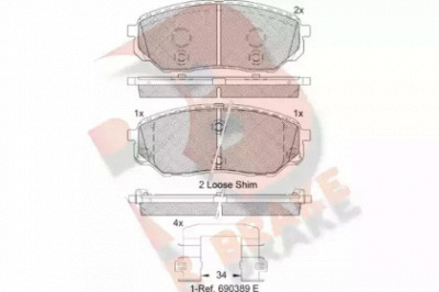 R BRAKE rb2244 -  Комплект тормозных колодок, дисковый тормоз